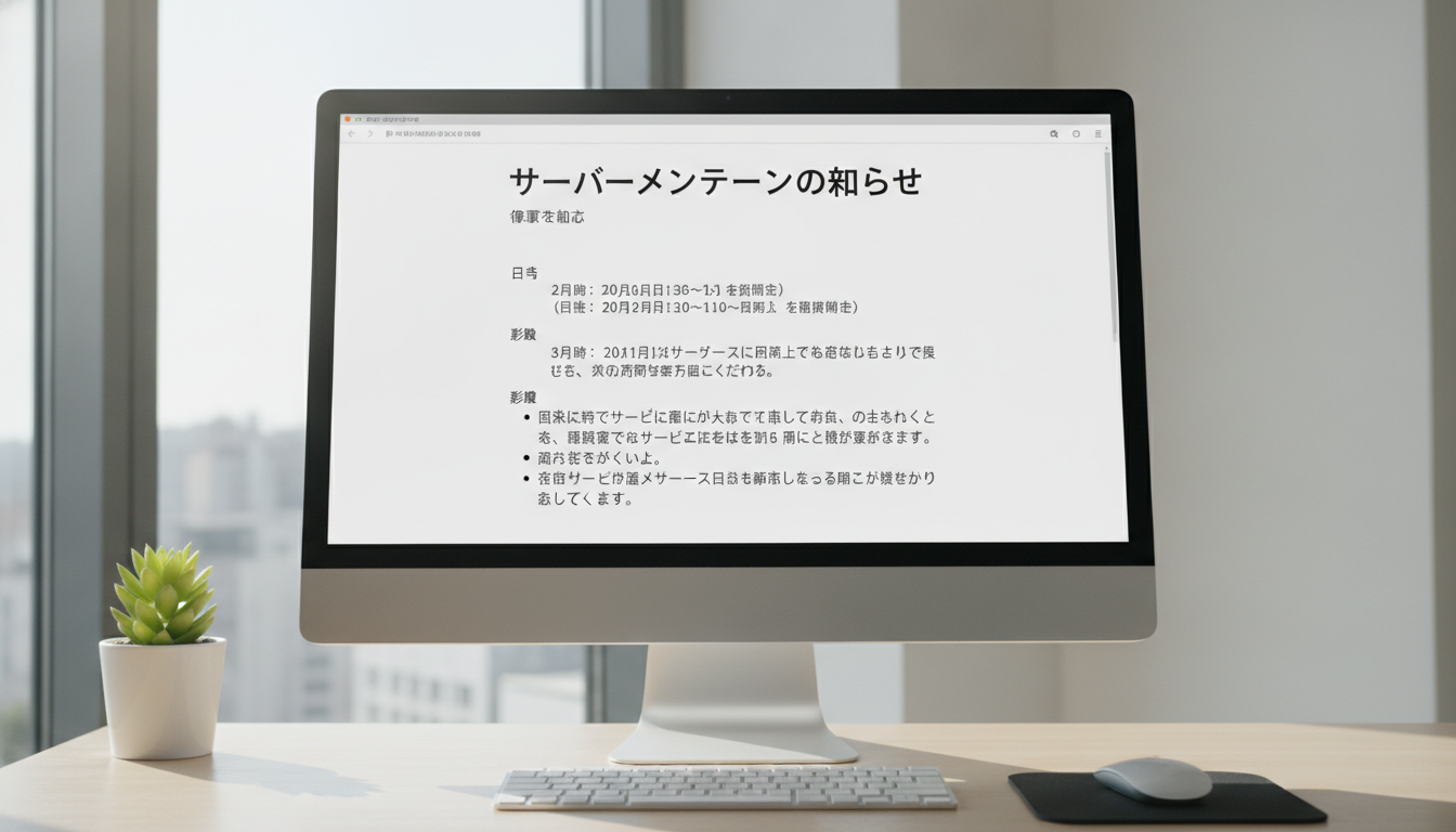 レンタルサーバー会社からのメンテナンス告知メール