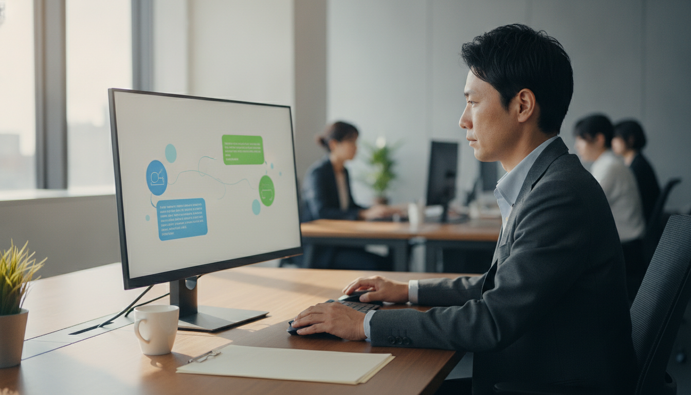 AIチャット型メールフォームで顧客対応するビジネスパーソン