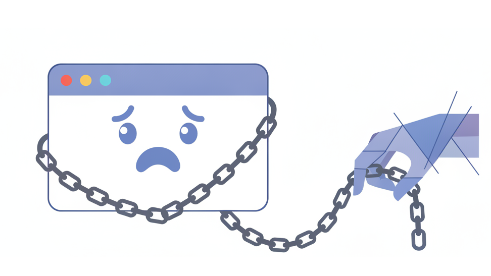 コントロールを失ったウェブサイトのイラスト